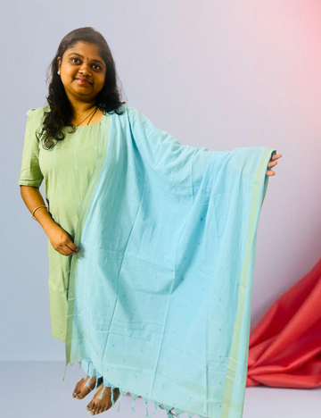 Pastel Green & Blue Pure Cotton Salwar Set
