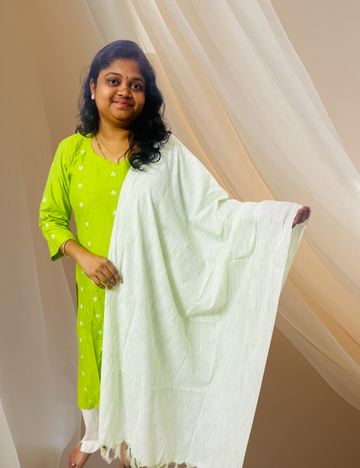 Green Heart Pure Cotton Kurta with Dupatta