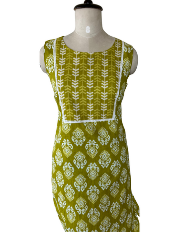 Olive Green Printed Pure Cotton Co-ord Set