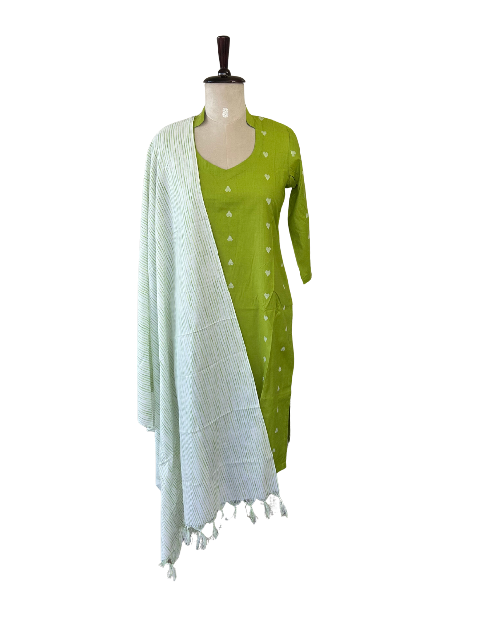 Green Heart Pure Cotton Kurta with Dupatta