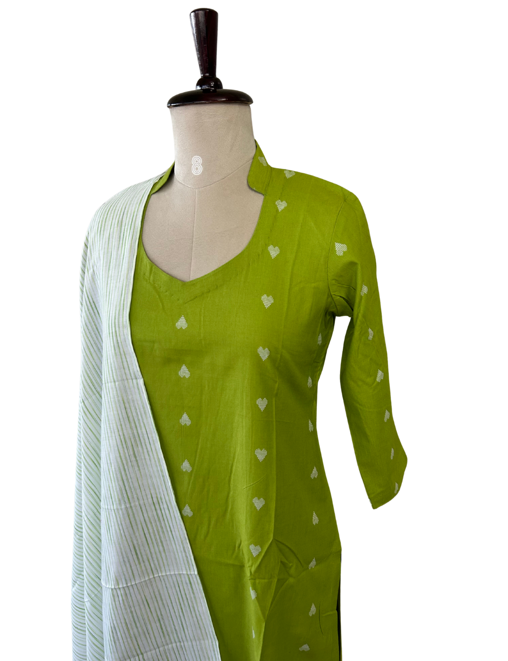 Green Heart Pure Cotton Kurta with Dupatta