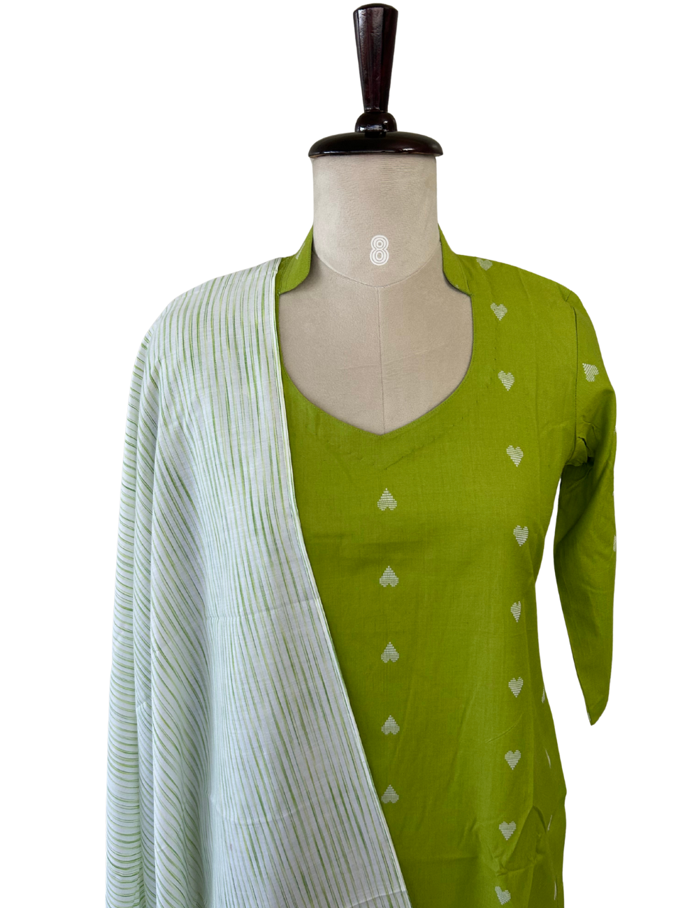 Green Heart Pure Cotton Kurta with Dupatta