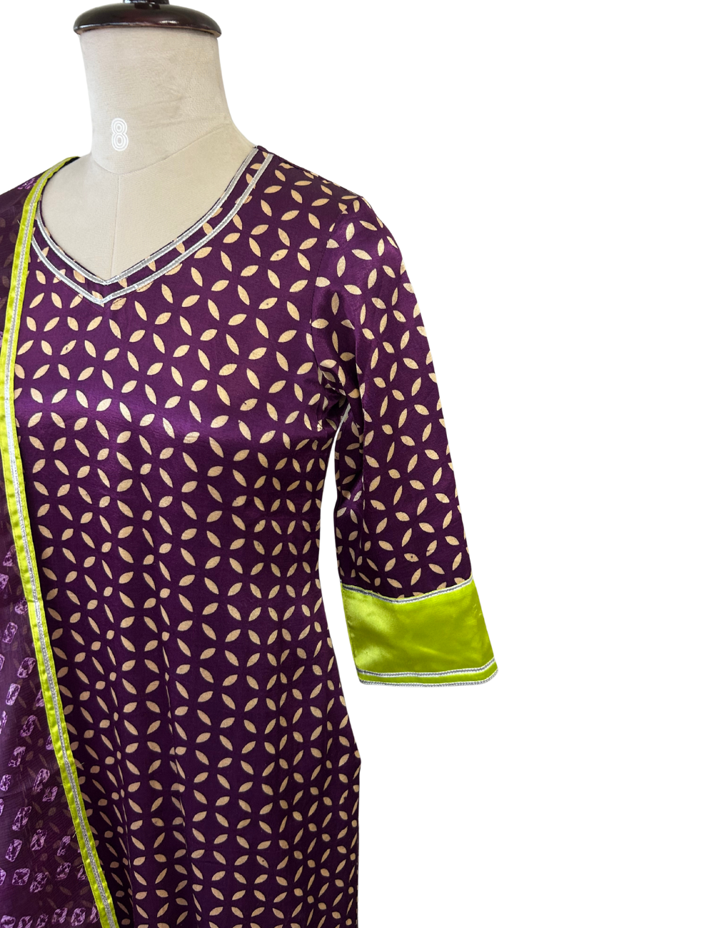 Deep Violet Mashru Silk Kurta with Dupatta