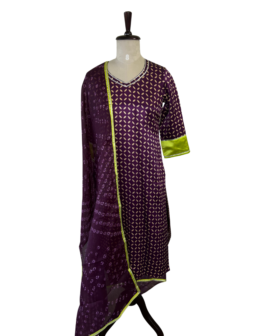 Deep Violet Mashru Silk Kurta with Dupatta