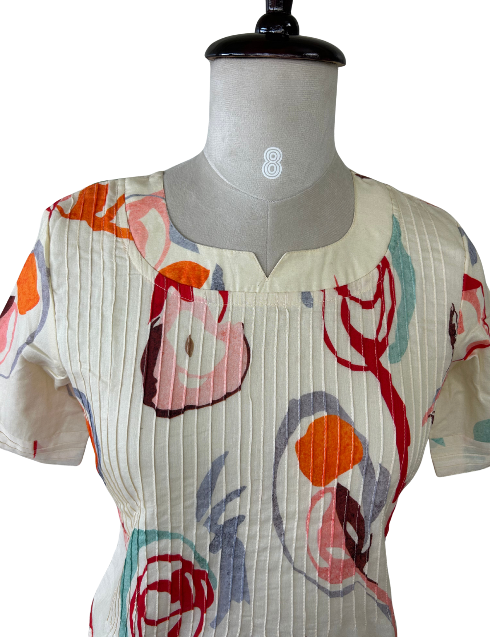 White Abstract Floral Printed Mul Cotton Kurta