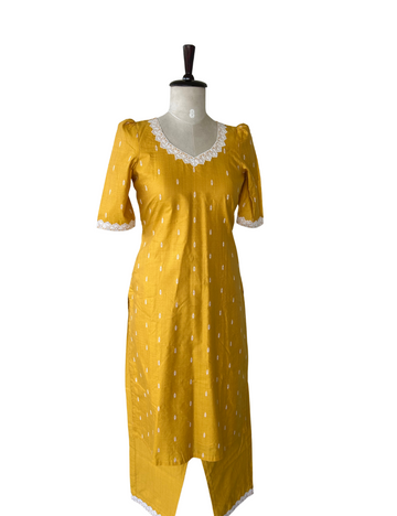 Premium Mustard Yellow Tussar Co-ord Set