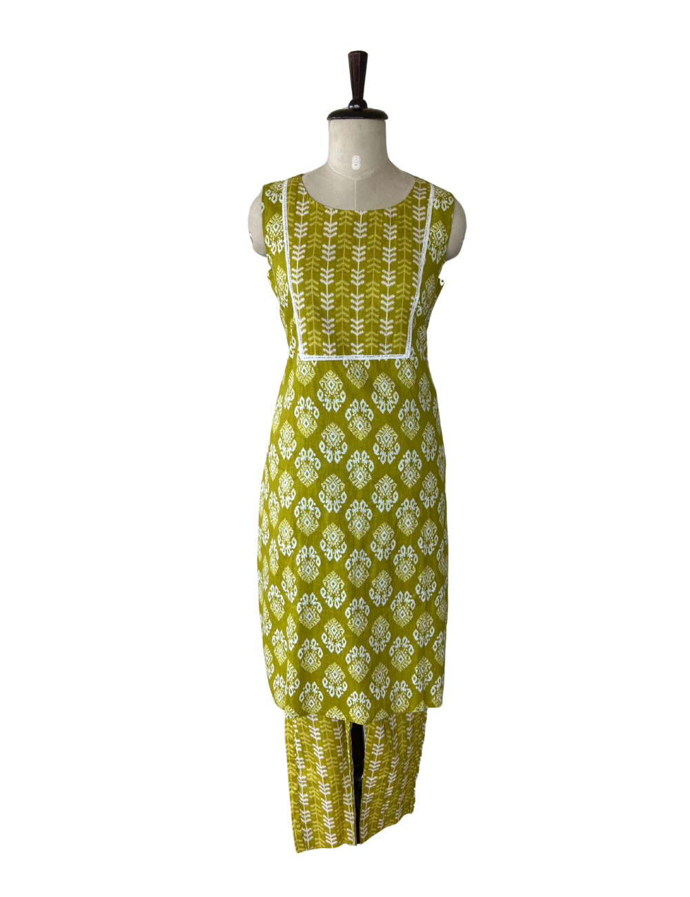 Olive Green Printed Pure Cotton Co-ord Set