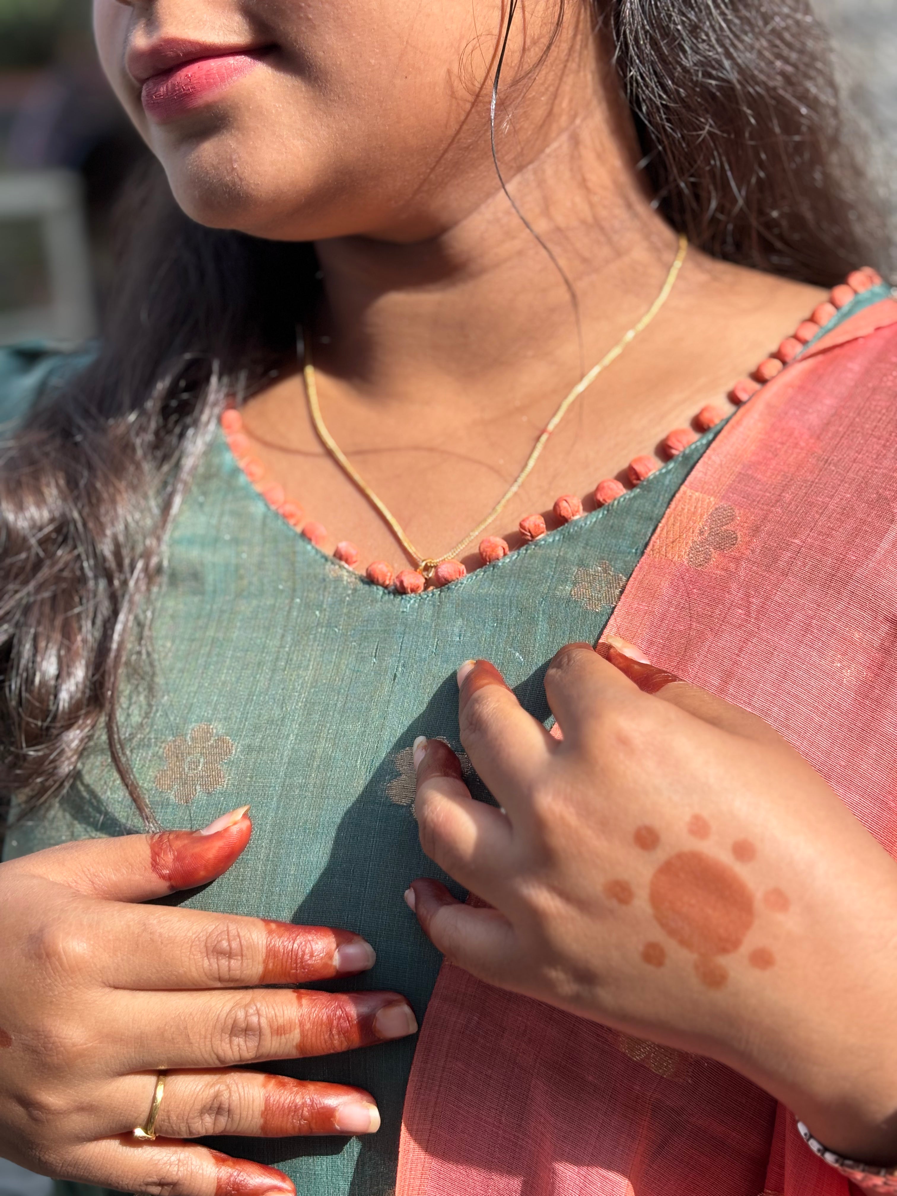 Premium Olive Green Chanderi Kurta with Saffron Dupatta