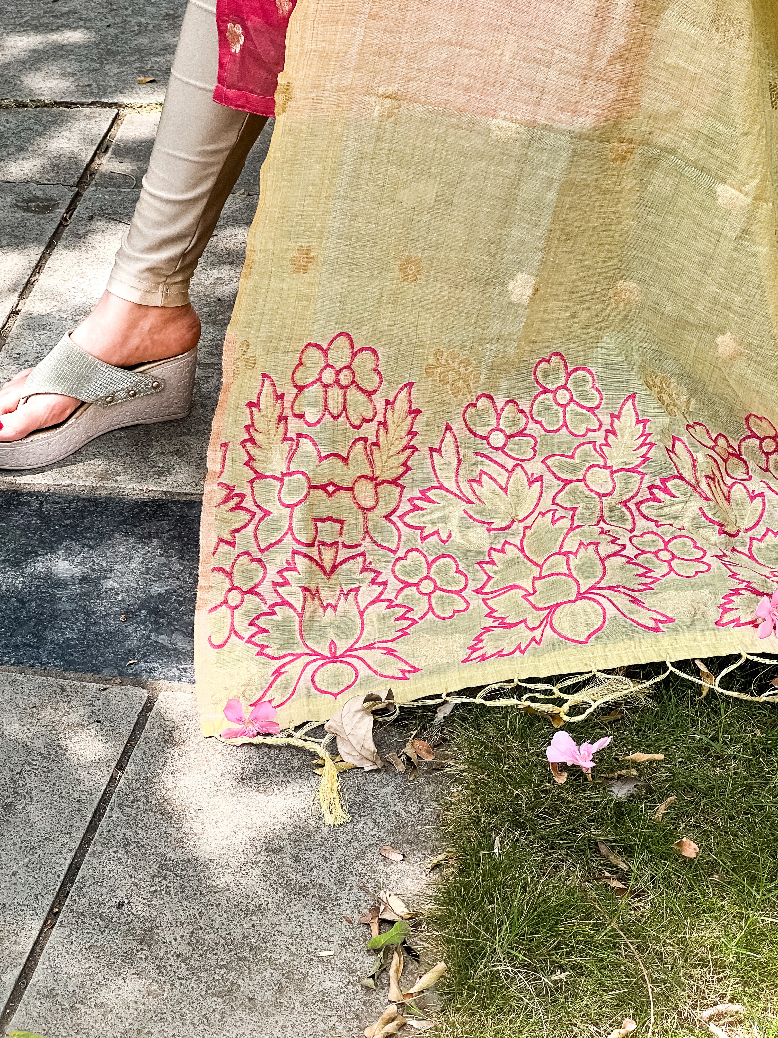 Premium Red Chanderi Kurta with Gold Dupatta