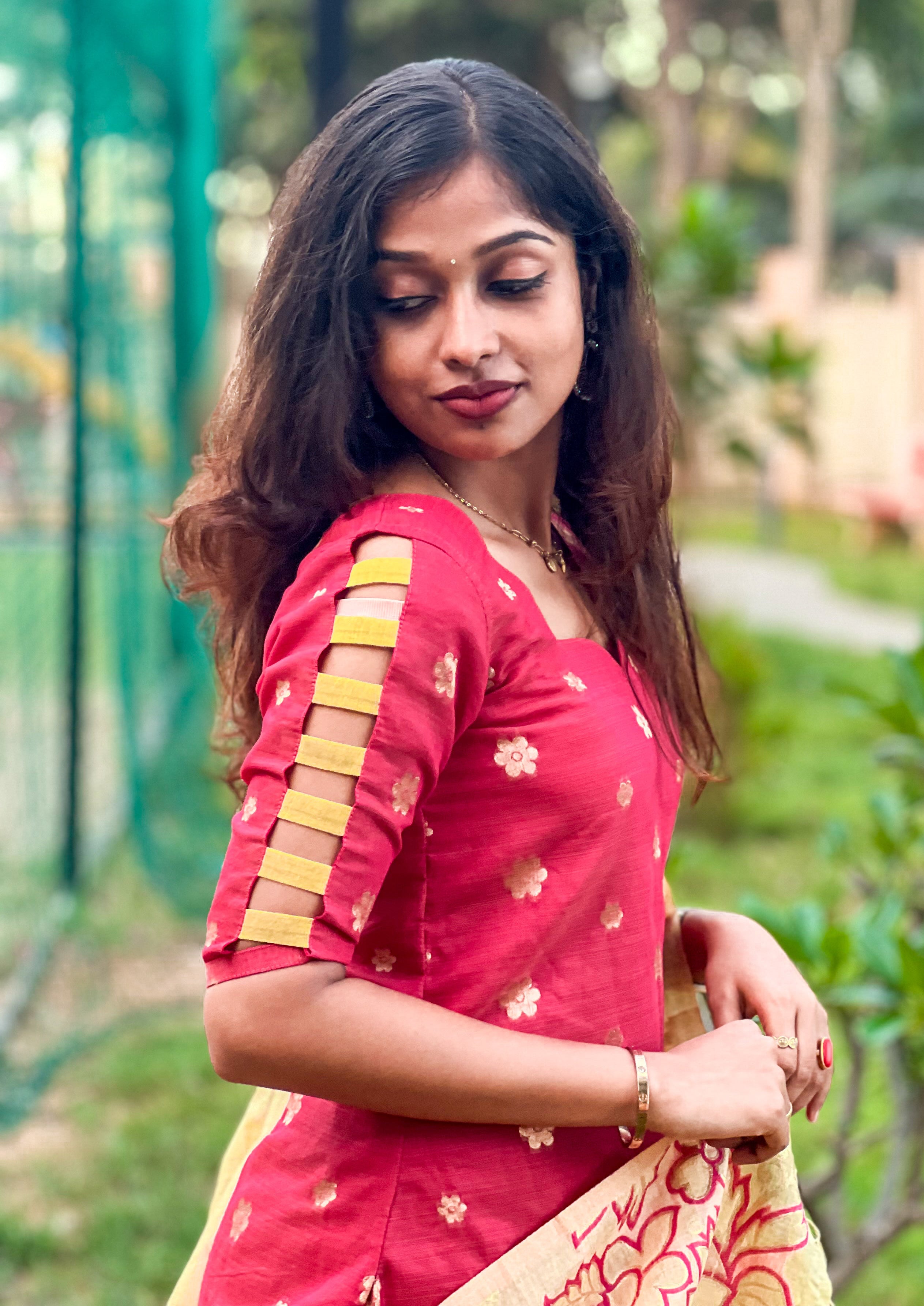 Premium Red Chanderi Kurta with Gold Dupatta