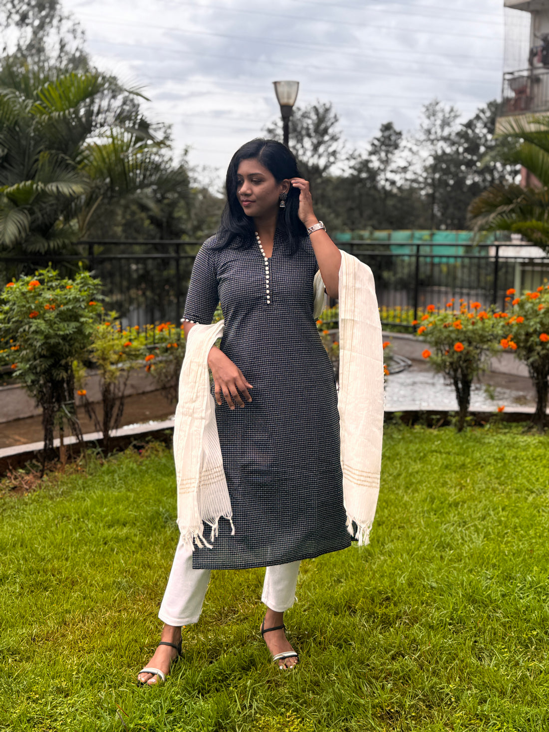 Black & White Pure Cotton Salwar Set