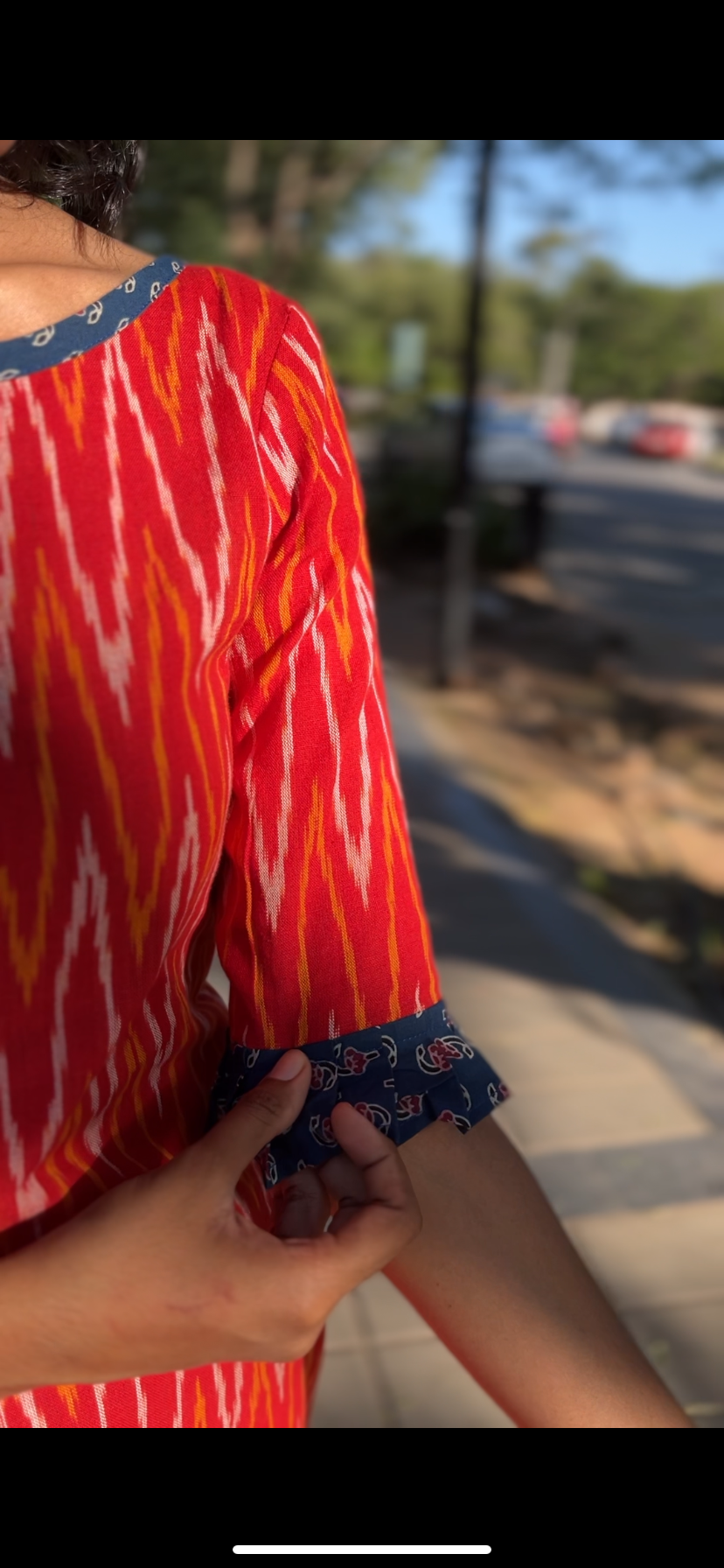 Handloom Diaries - Red pure Ikkat Kurta