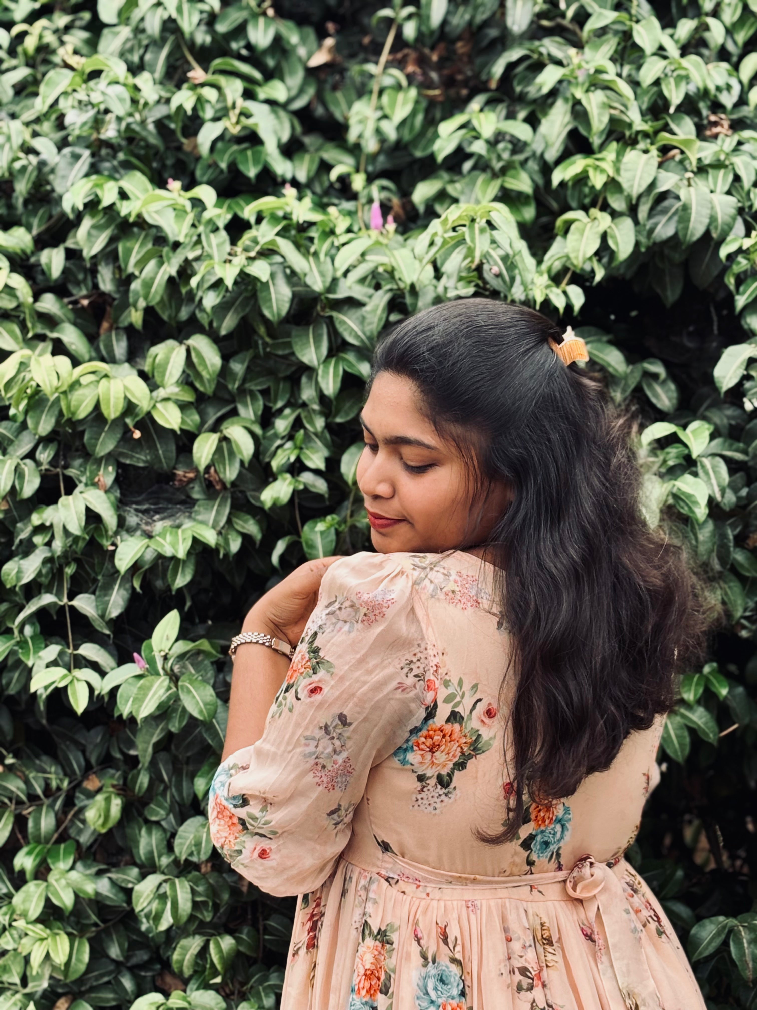 Pastel Orange Viscose Georgette Midi Dress